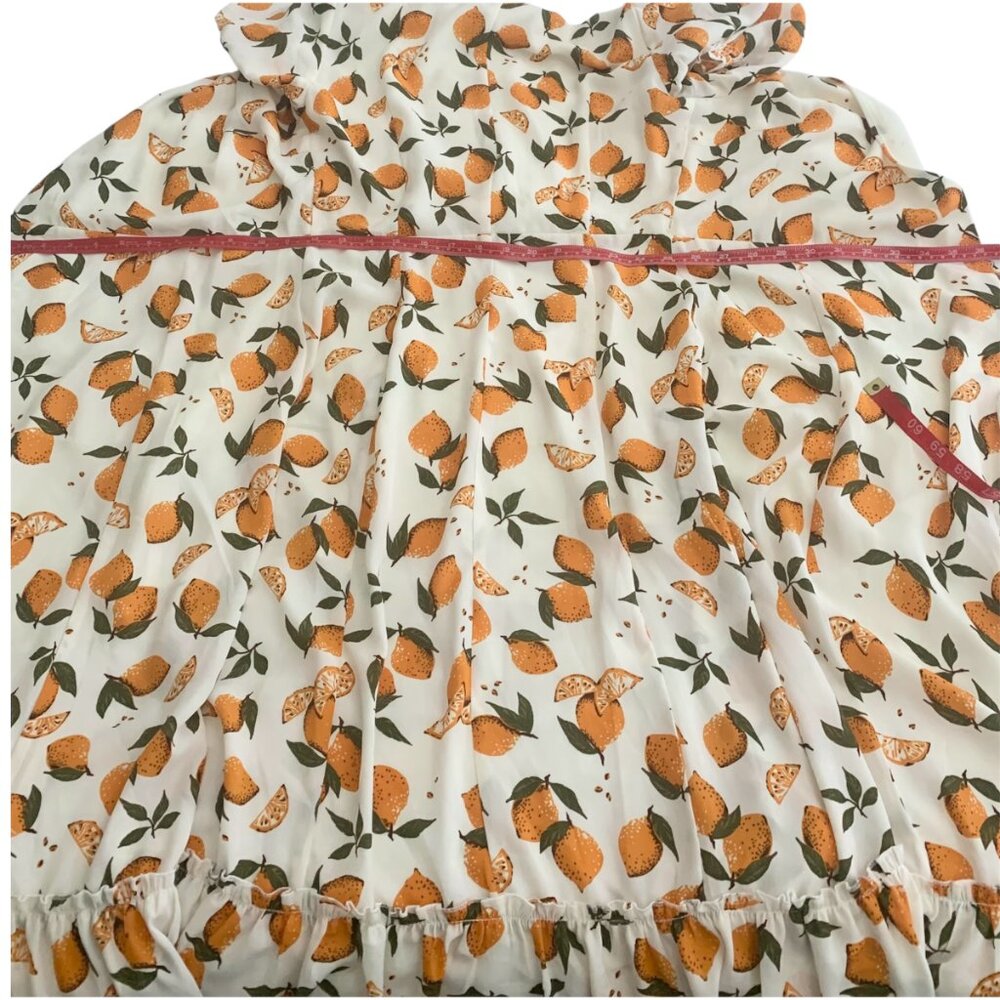 Citrus print wrap  maxi summer orange cream dress - Picture 11 of 14